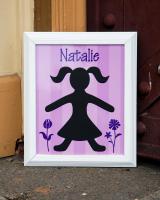 8 x 10 inch personalized artwork made from DynaSub white aluminum sheet stock. 

The doll sha